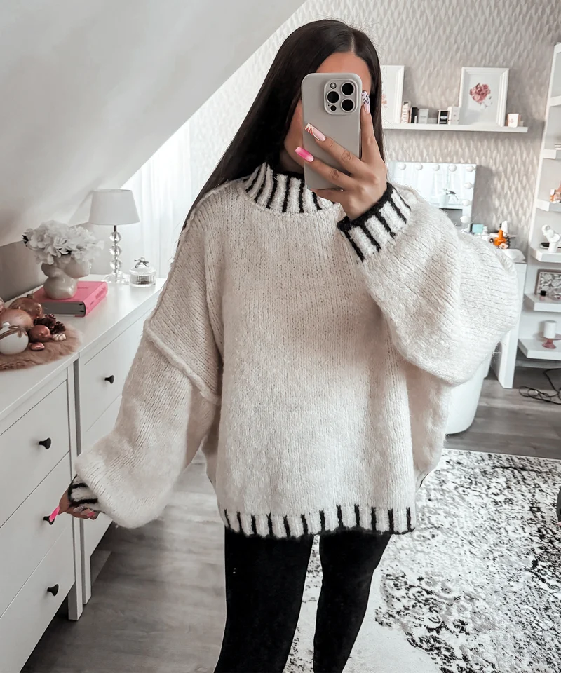 Pullover Salma Beige Schwarz