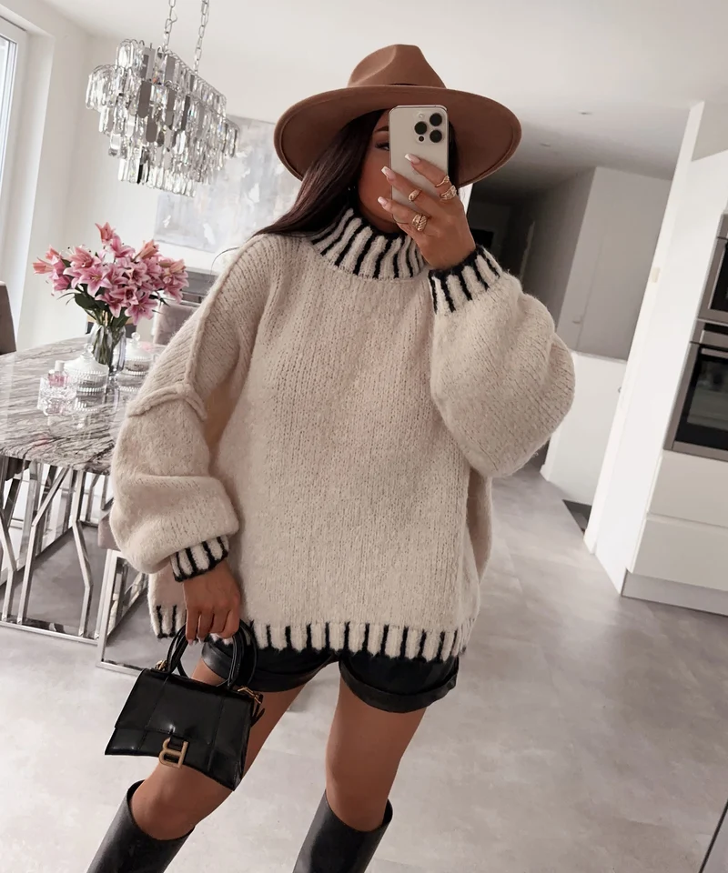 Pullover Salma Beige Schwarz