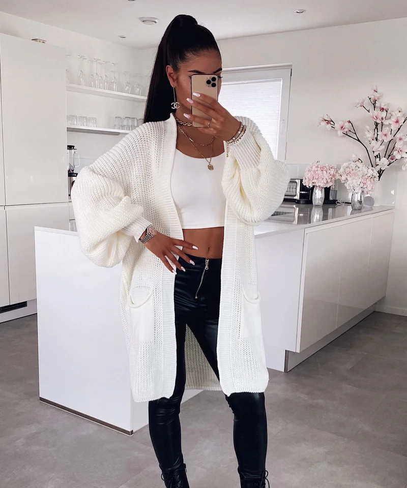 Cardigan Leilani Kurz Cremeweiß