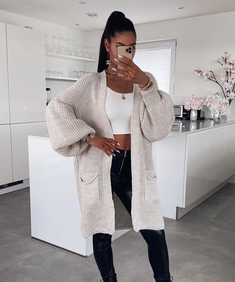 Cardigan Leilani Kurz Beige