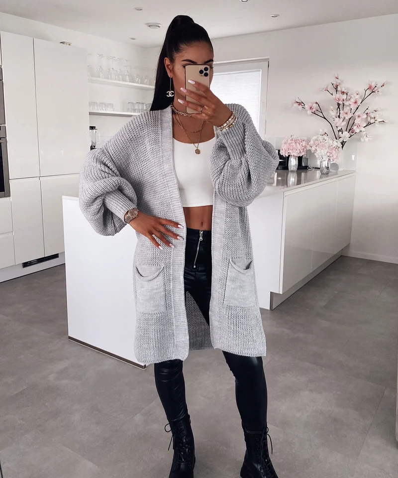 Cardigan Leilani Kurz Hellgrau