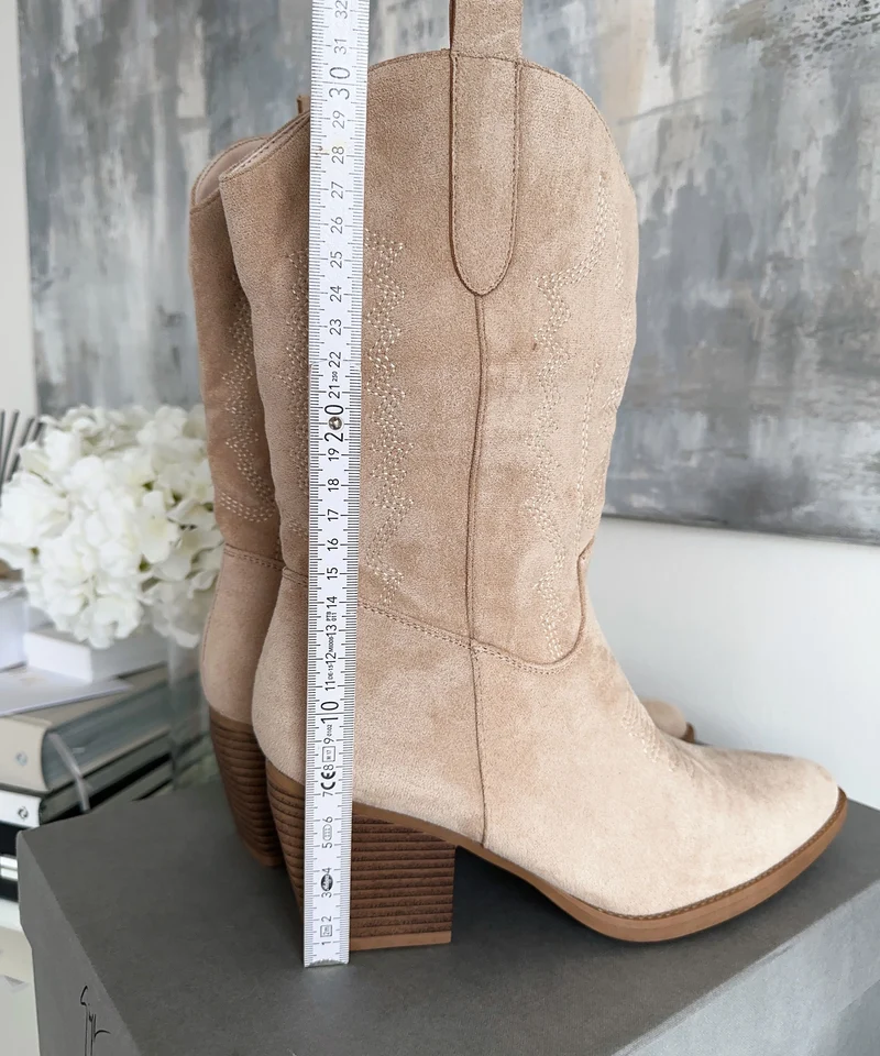Cowboy Stiefel Selenay Beige Midi