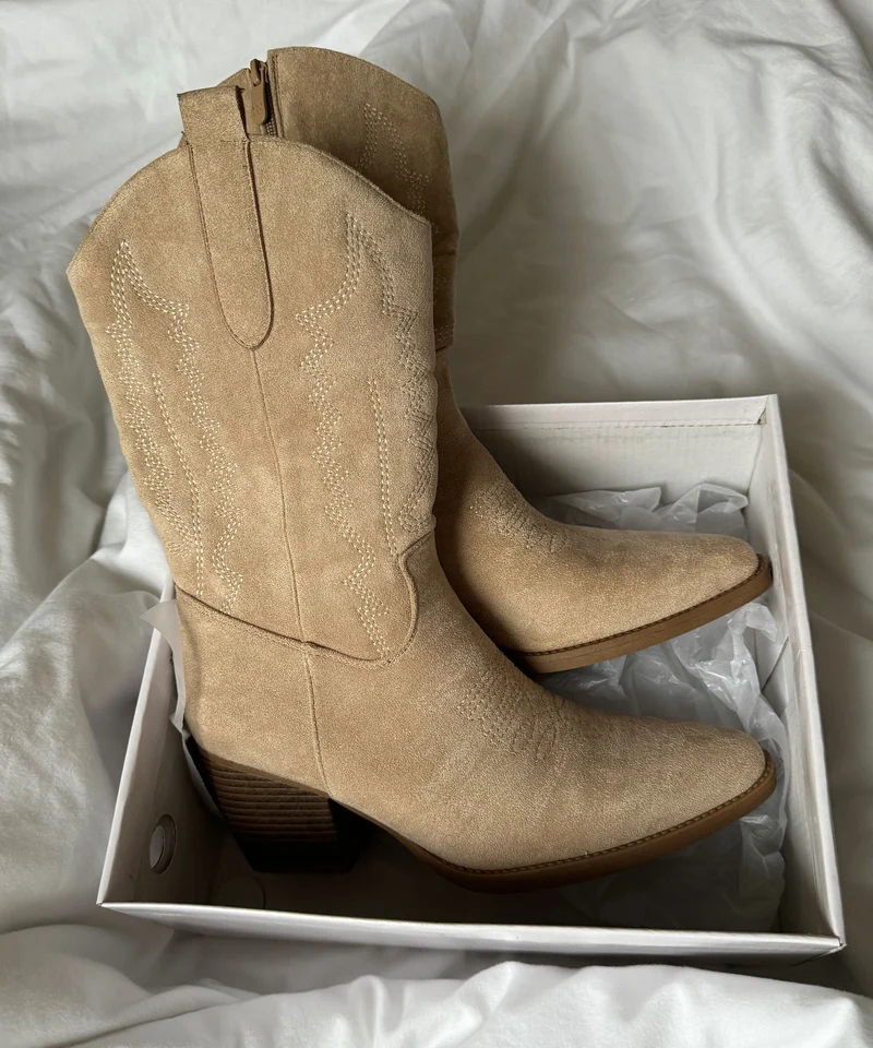 Cowboy Stiefel Selenay Beige Midi