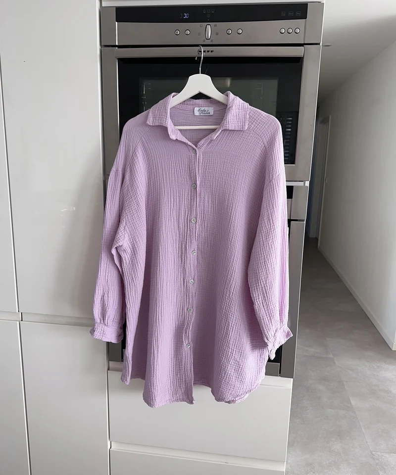Oversize Musselin Bluse Freya Pastellila Lang