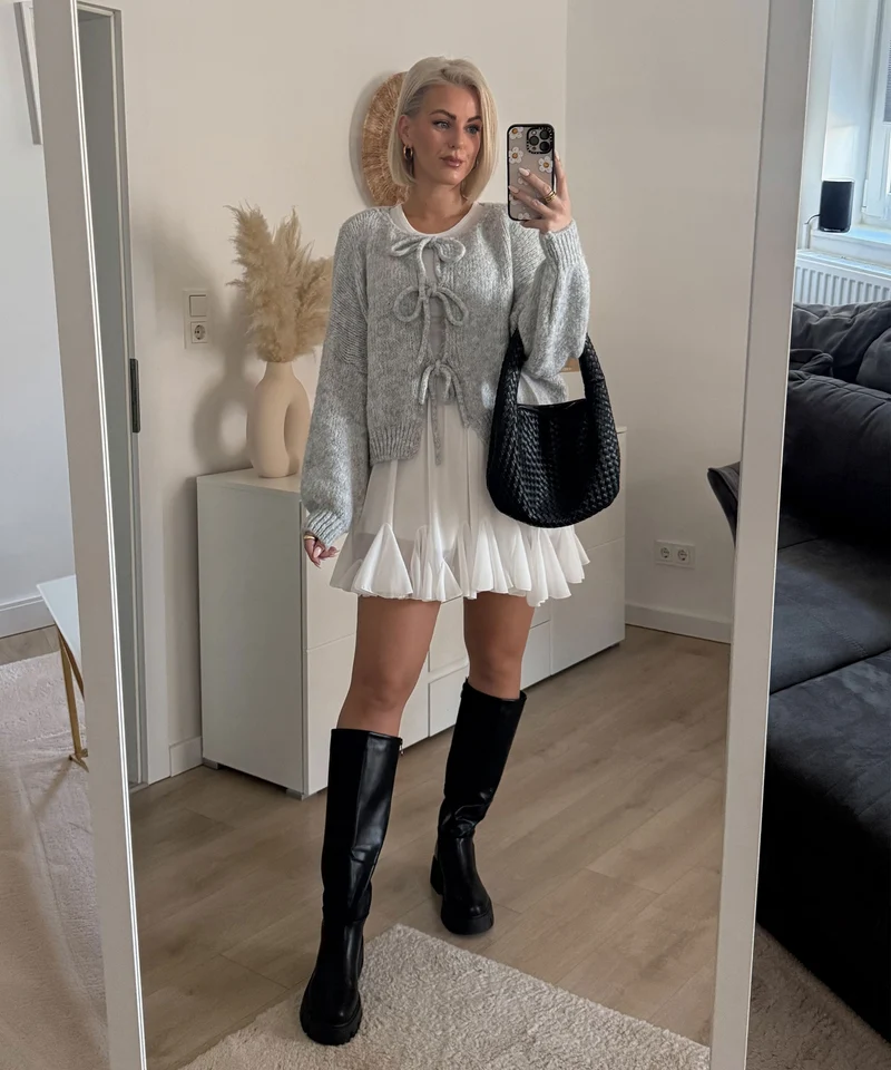 Cardigan Schleife Fia Hellgrau