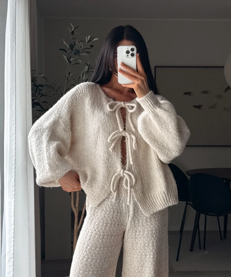 Cardigan Schleife Fia Beige