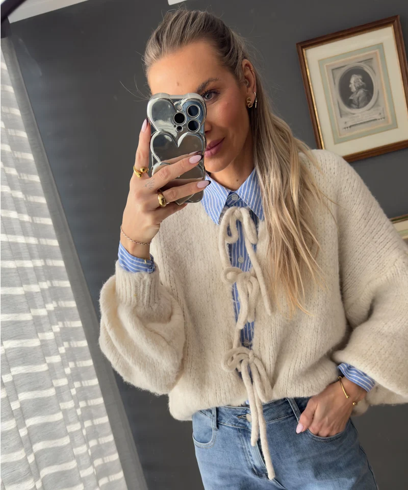 Cardigan Schleife Fia Beige