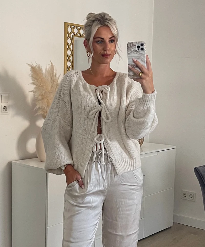 Cardigan Schleife Fia Beige