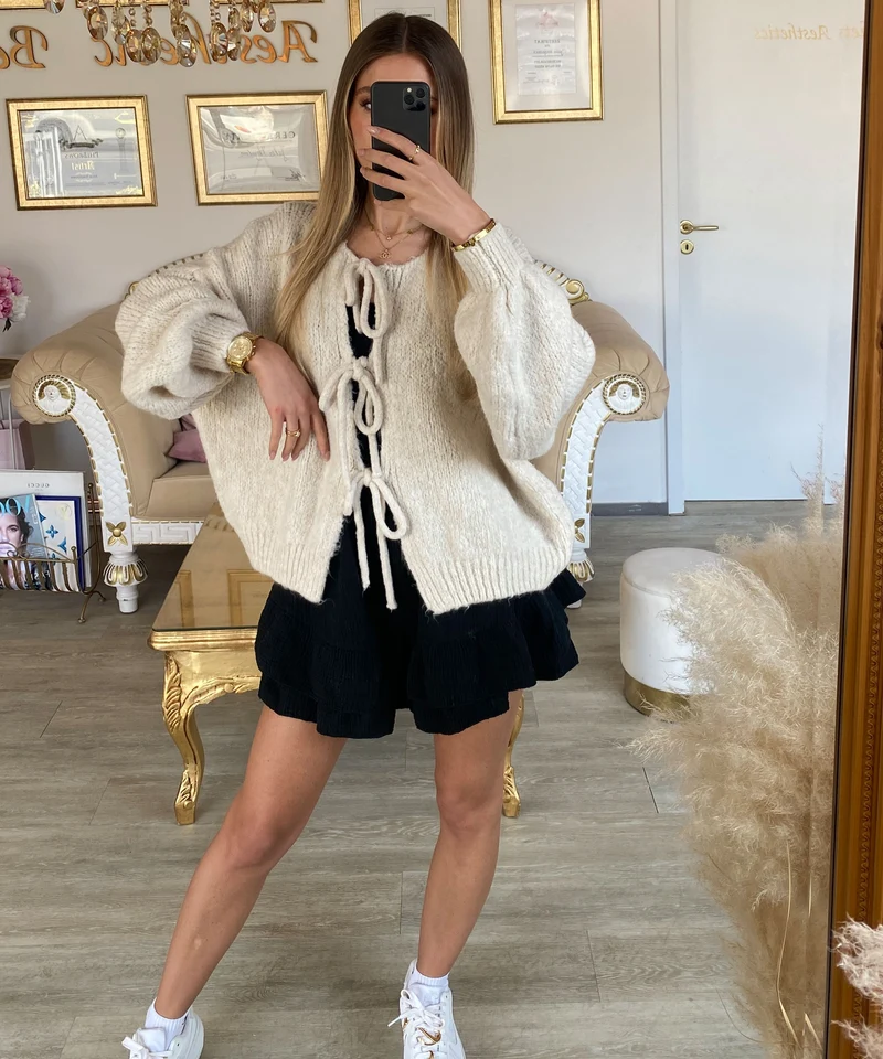 Cardigan Schleife Fia Beige