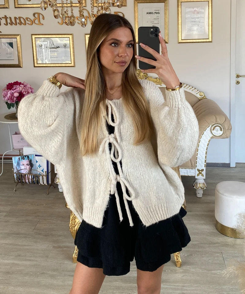 Cardigan Schleife Fia Beige