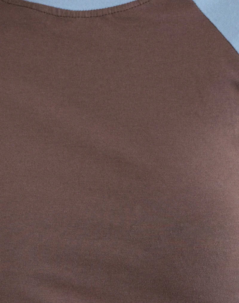 Balqis Langarm-Oberteil in der Farbkombination „Coffee Quartz“ und „Nantucket Blue“