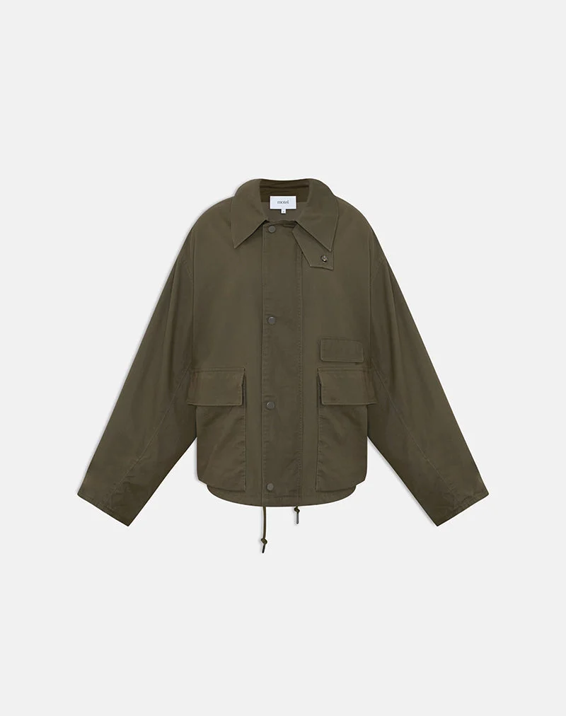 Vireon-Jacke mit hohem Kragen in Khaki-Grün