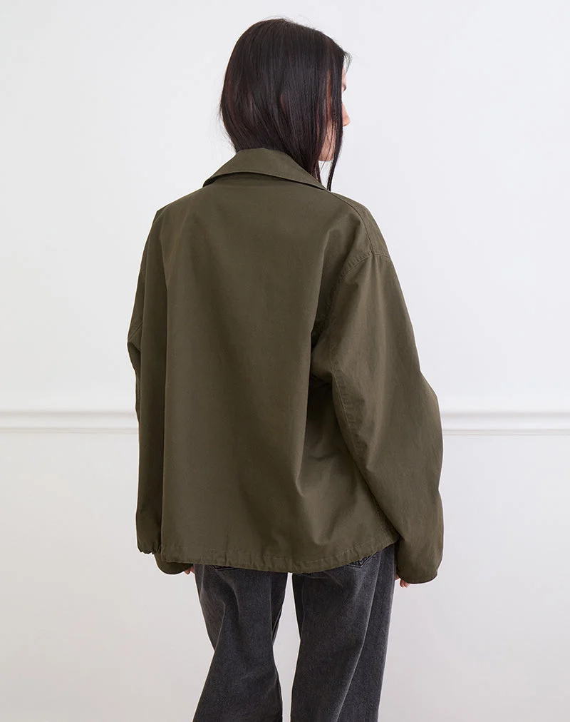 Vireon-Jacke mit hohem Kragen in Khaki-Grün