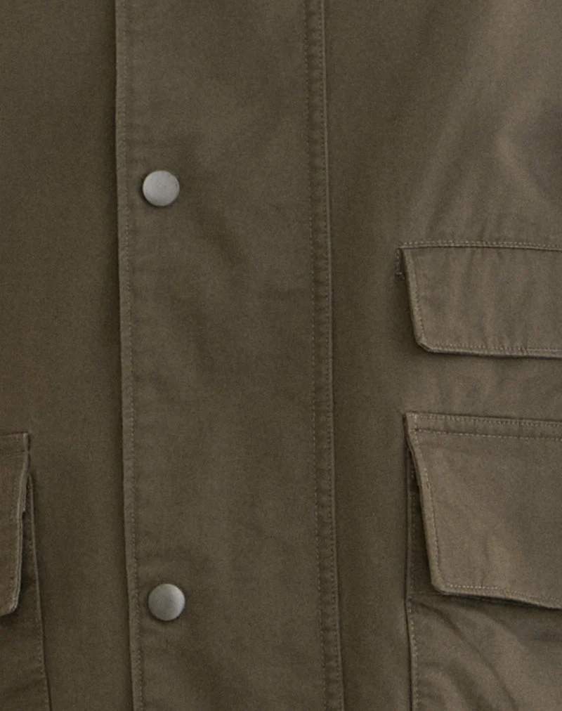 Vireon-Jacke mit hohem Kragen in Khaki-Grün