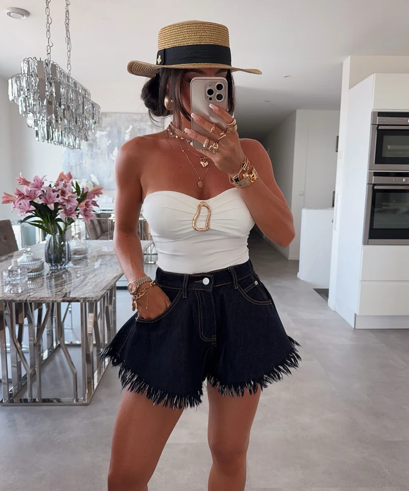 Shorts Fee Jeansfarben