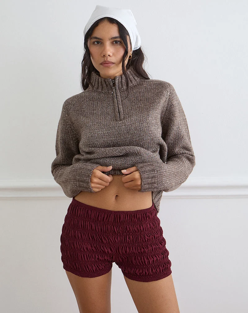 Kubo-Shorts mit Rüschen in Bordeauxrot