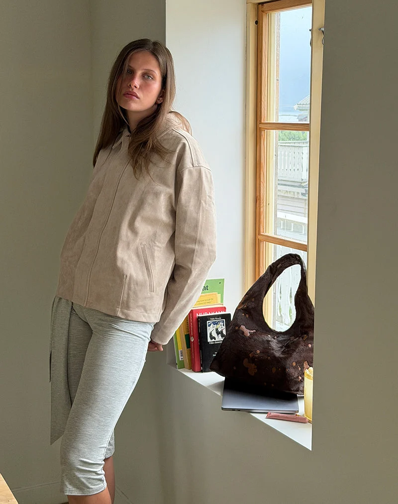 Dante Boxy Jacke aus Kunstwildleder in Hellbraun