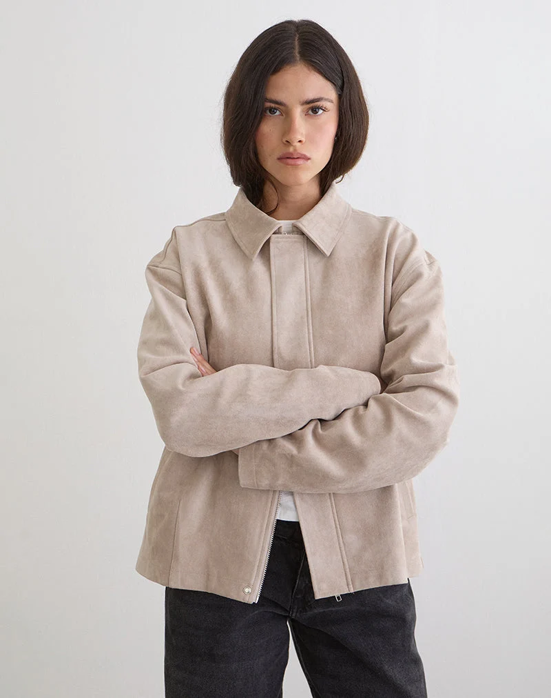 Dante Boxy Jacke aus Kunstwildleder in Hellbraun