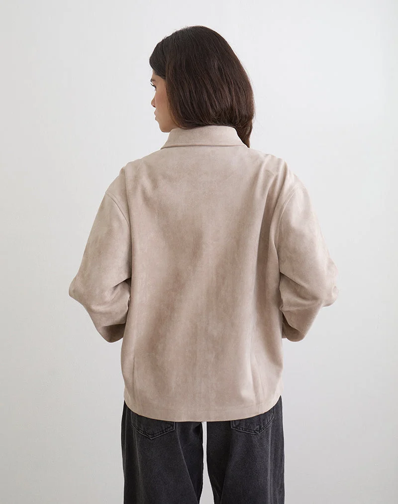 Dante Boxy Jacke aus Kunstwildleder in Hellbraun