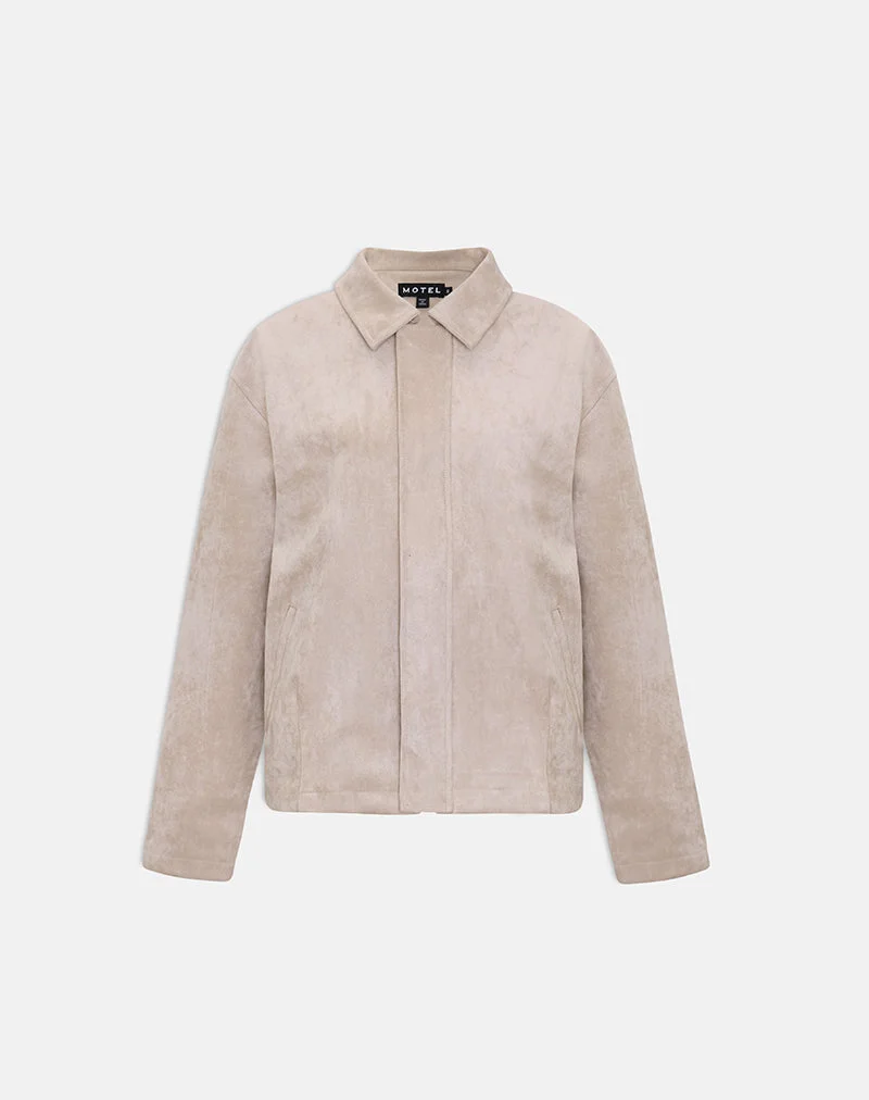 Dante Boxy Jacke aus Kunstwildleder in Hellbraun