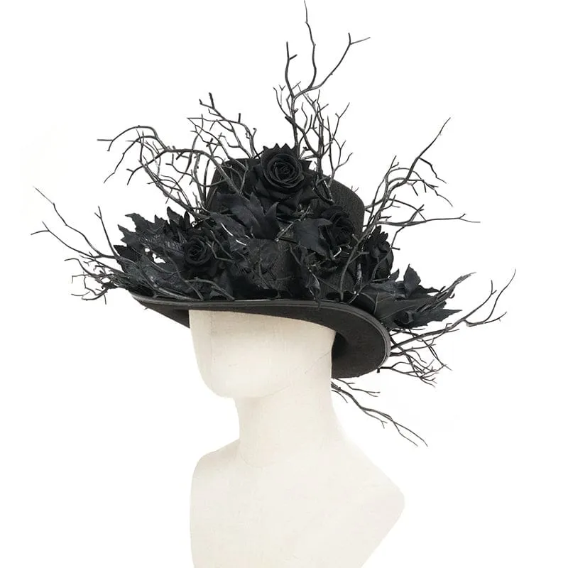 Gothic-Hut für Herren mit Rosenblattzweig