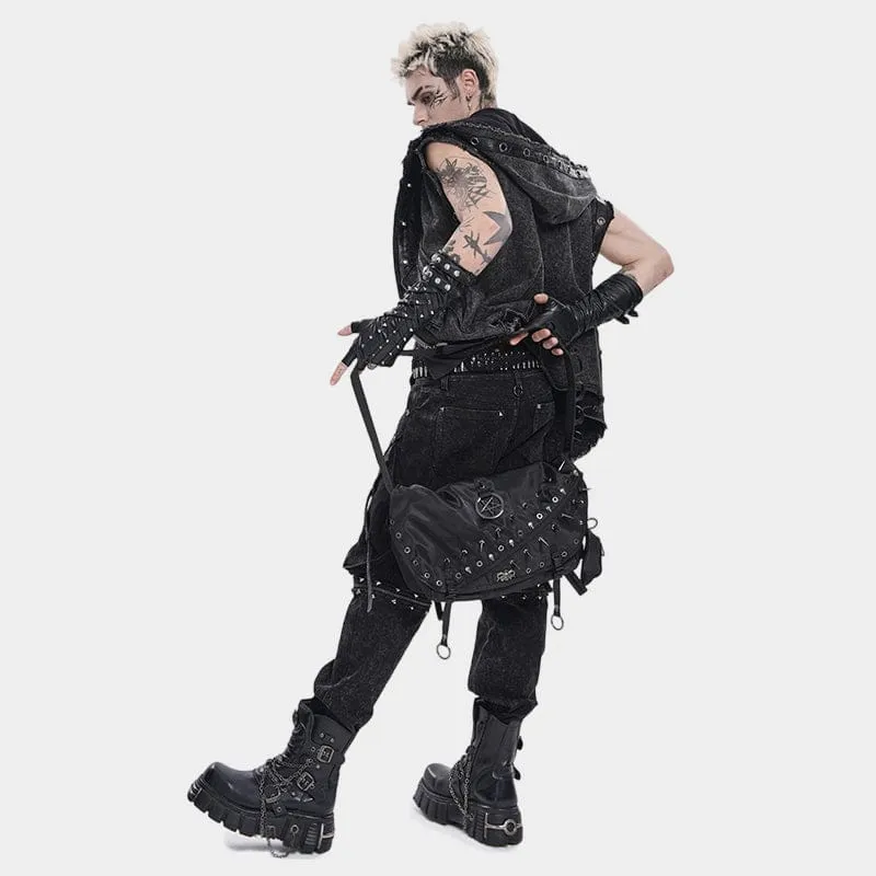 Punk-Tasche für Herren mit Pentagramm-Ösen und Nieten