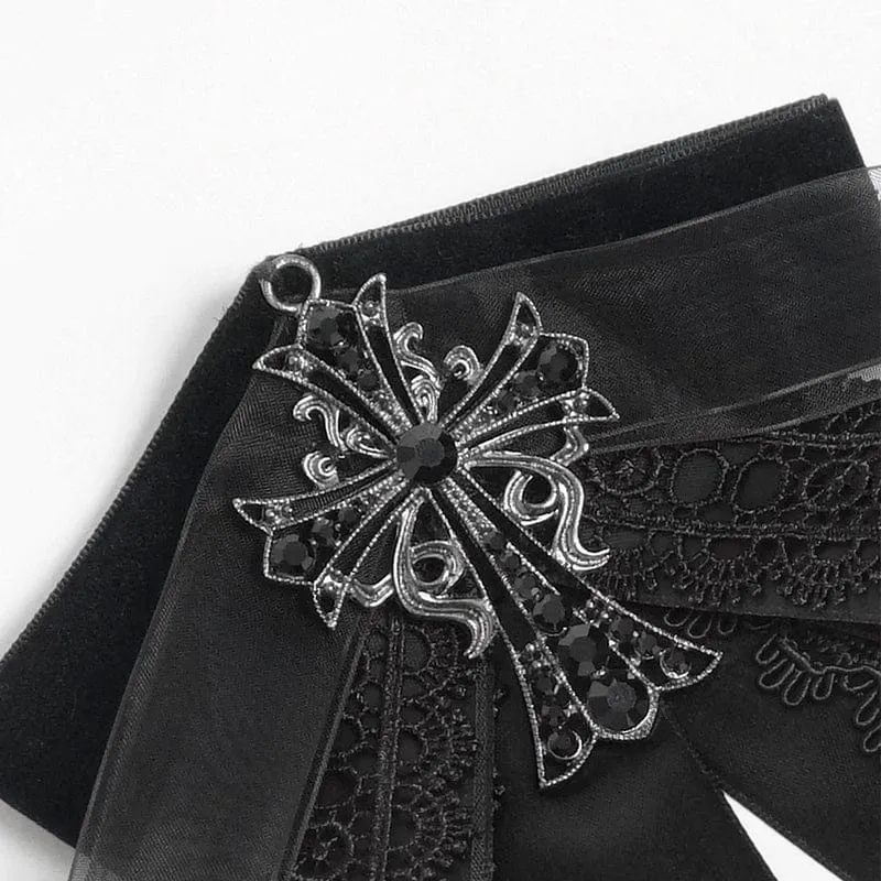 Gothic-Halskette für Herren mit Kreuz und Schleife, Schwarz