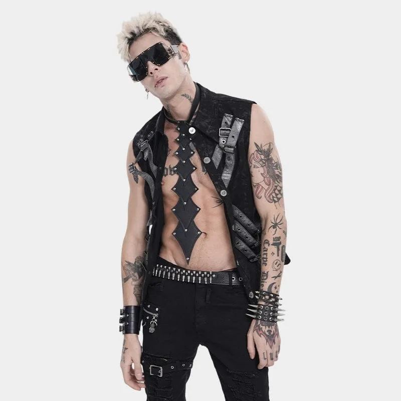 Punk-Nieten-Halskette für Herren, mehrlagig