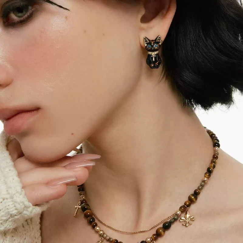 Grunge-Katzenohrringe für Damen