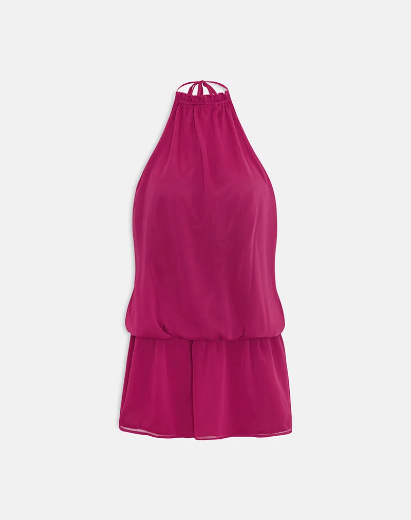 Veloria-Minikleid mit Neckholder-Ausschnitt in Dark Rose