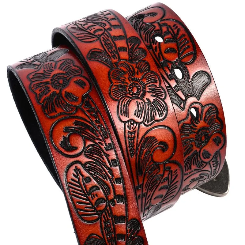 Herren-Gürtel im Gothic-Retro-Stil mit Blumenprägung