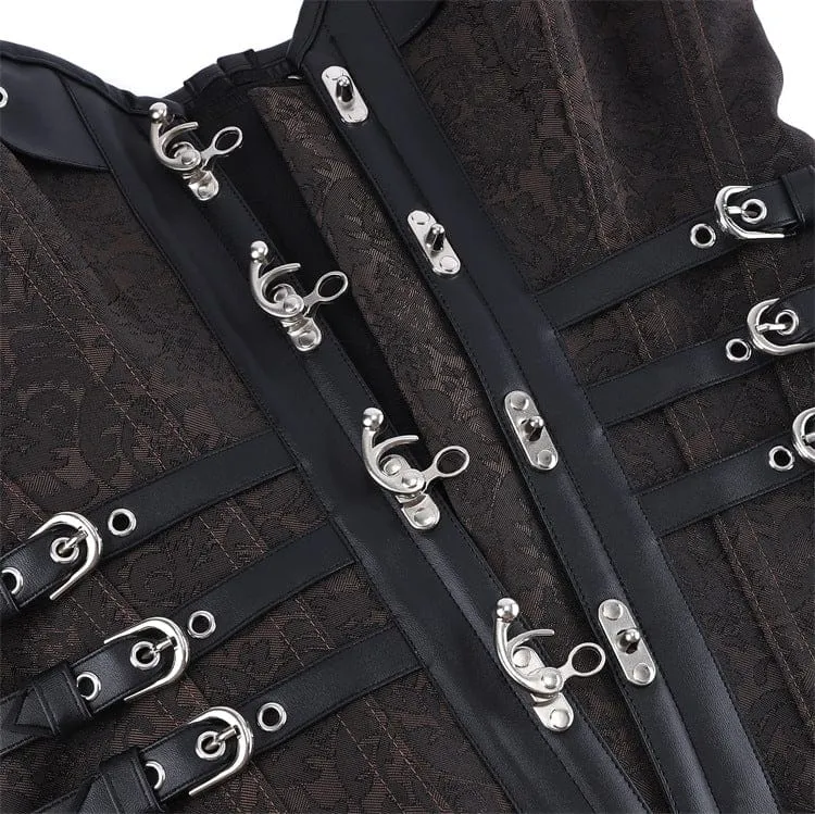 Gothic-Korsett für Damen mit Ösen, Schnallen und Schnürung über der Brust