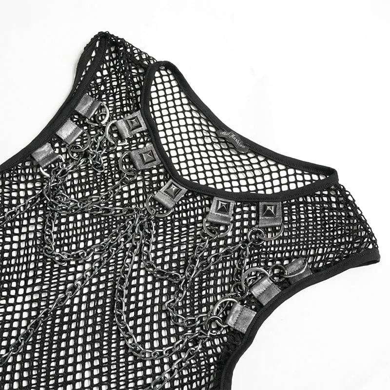 Punk-Tanktop für Herren mit Nieten und Kettenmuster