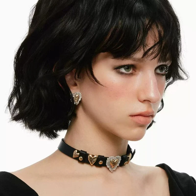 Grunge-Feuerwerk-Herz-Choker für Damen