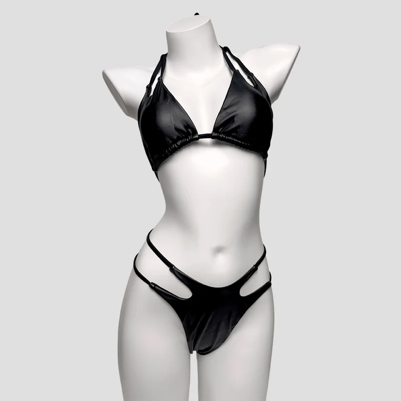 Grunge-Bikini mit Cut-out-Halter-Oberteil für Damen, zweiteilig