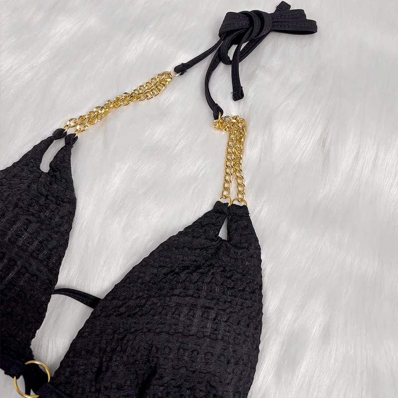 Grunge-Bikini-Set mit Kettenhalter für Damen