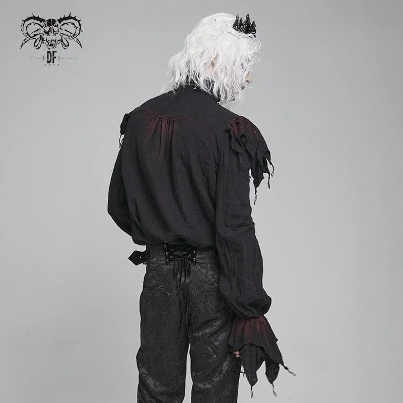 Gothic-Hemd mit Rüschen und tiefem Stehkragen für Herren