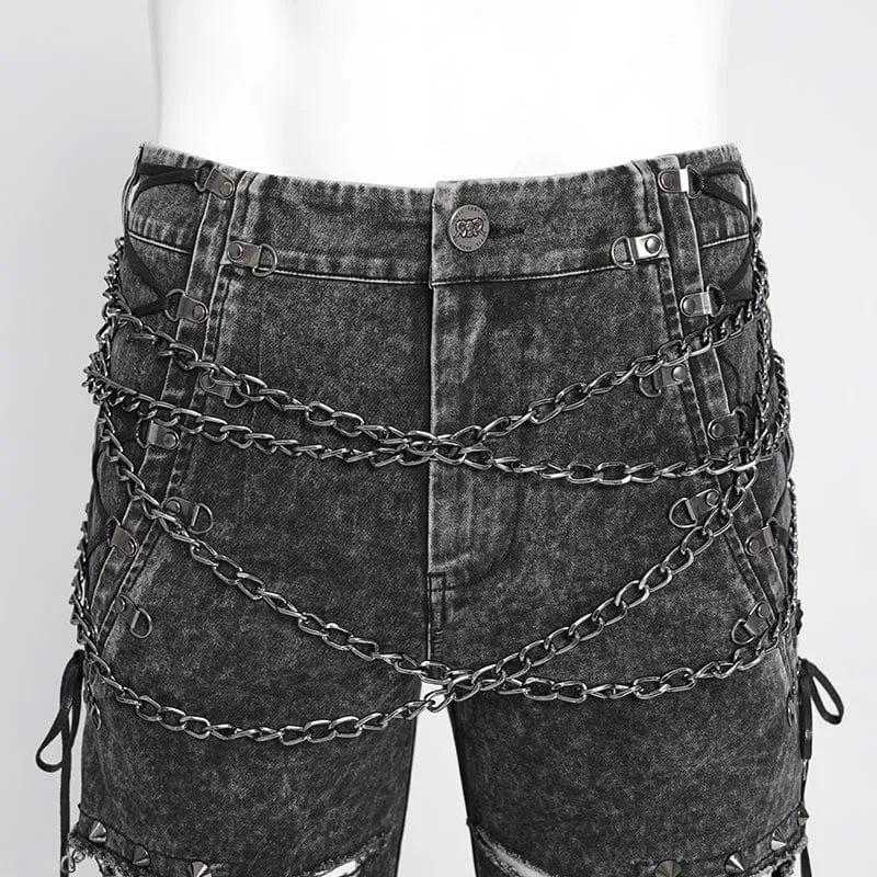 Gothic-Hose mit Nieten und Kette für Herren