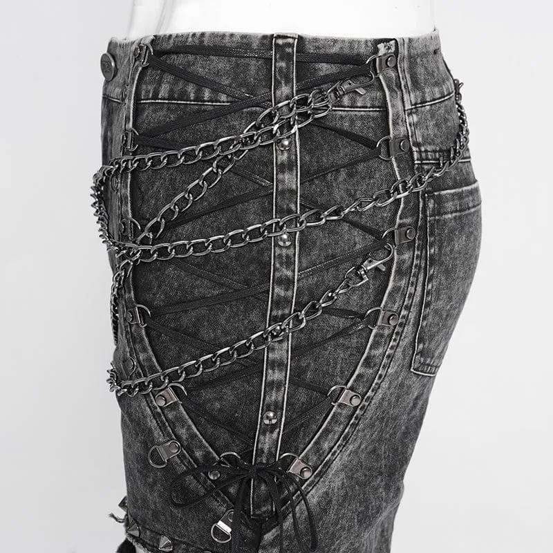 Gothic-Hose mit Nieten und Kette für Herren