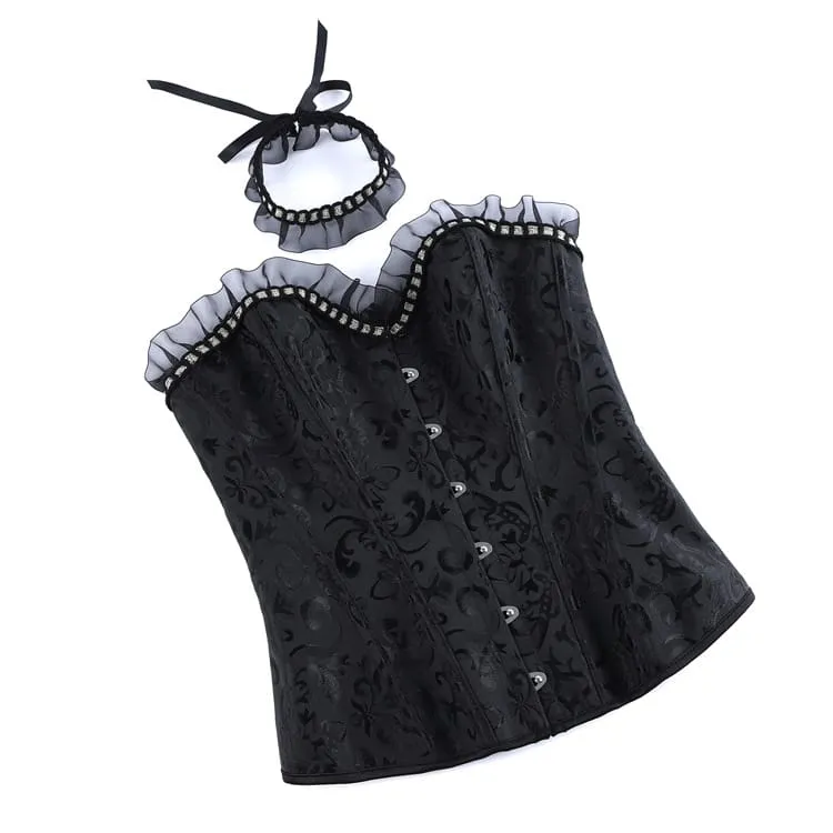 Gothic-Jacquard-Schnürkorsett für Damen mit Choker