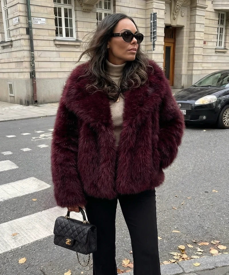 Felljacke Anastasia Weinrot