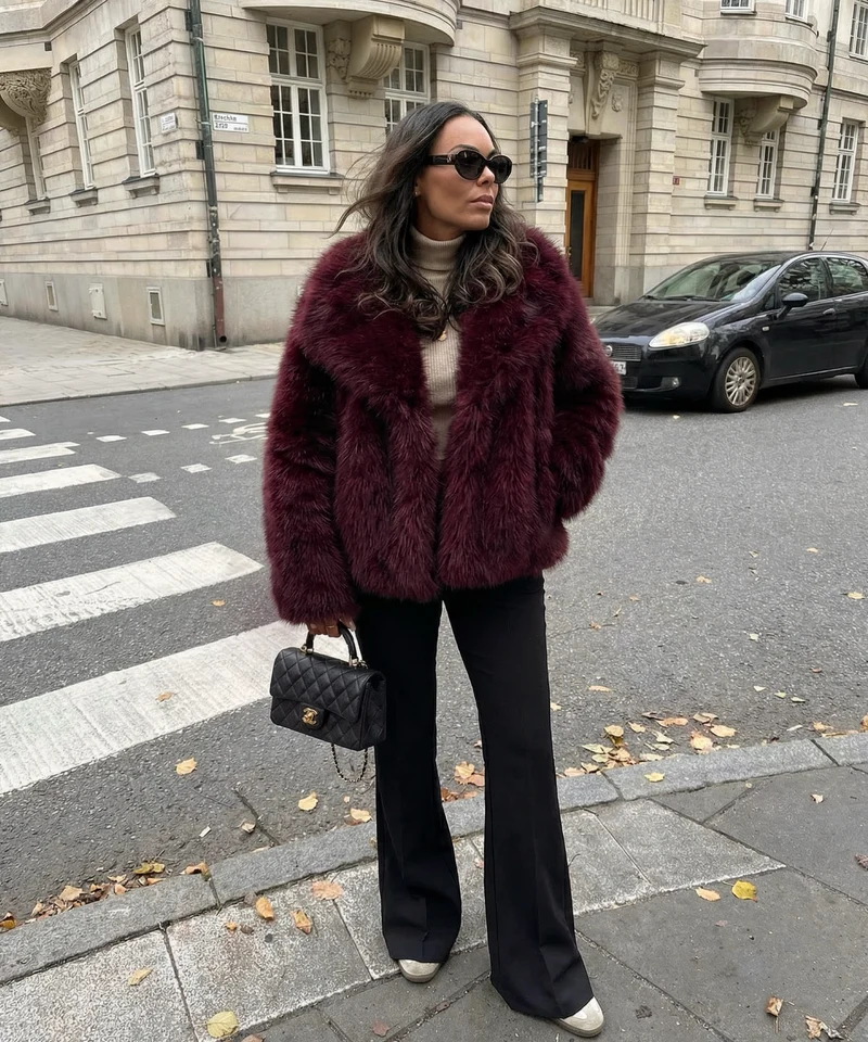 Felljacke Anastasia Weinrot