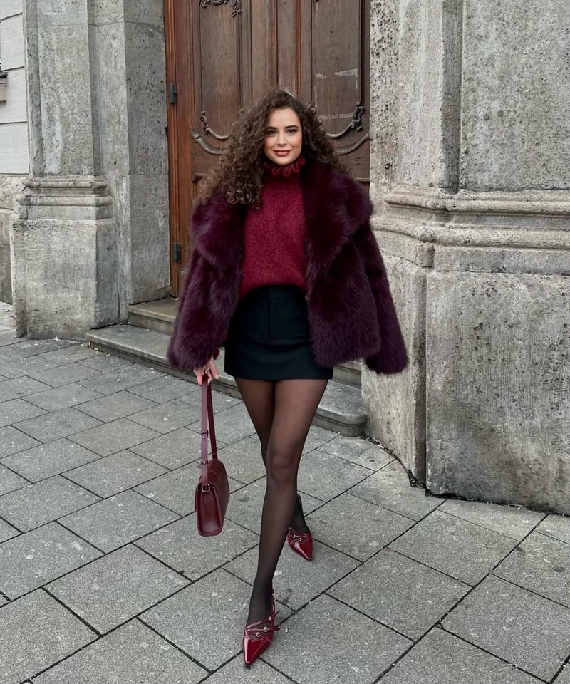 Felljacke Anastasia Weinrot