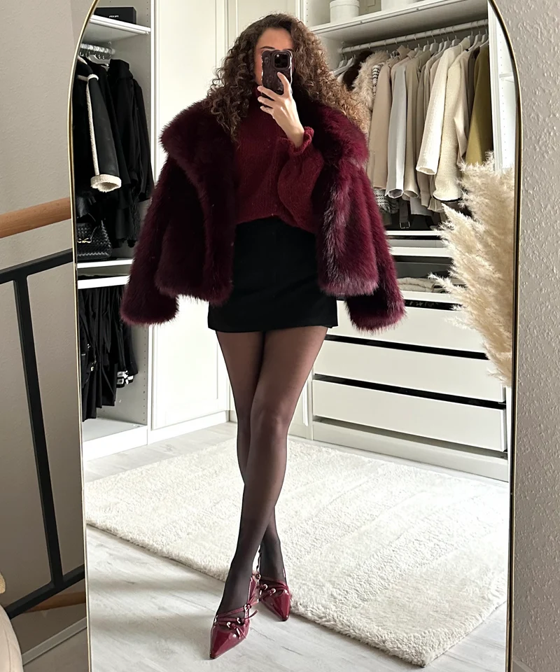 Felljacke Anastasia Weinrot