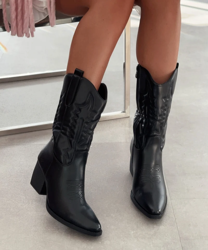 Cowboy Stiefel Selenay Schwarz Midi