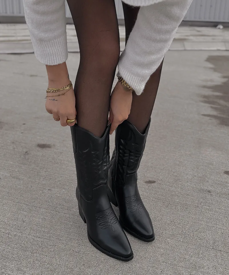 Cowboy Stiefel Selenay Schwarz Midi