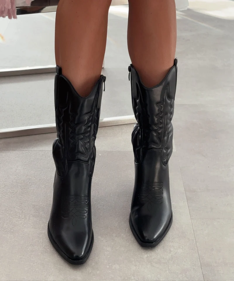 Cowboy Stiefel Selenay Schwarz Midi