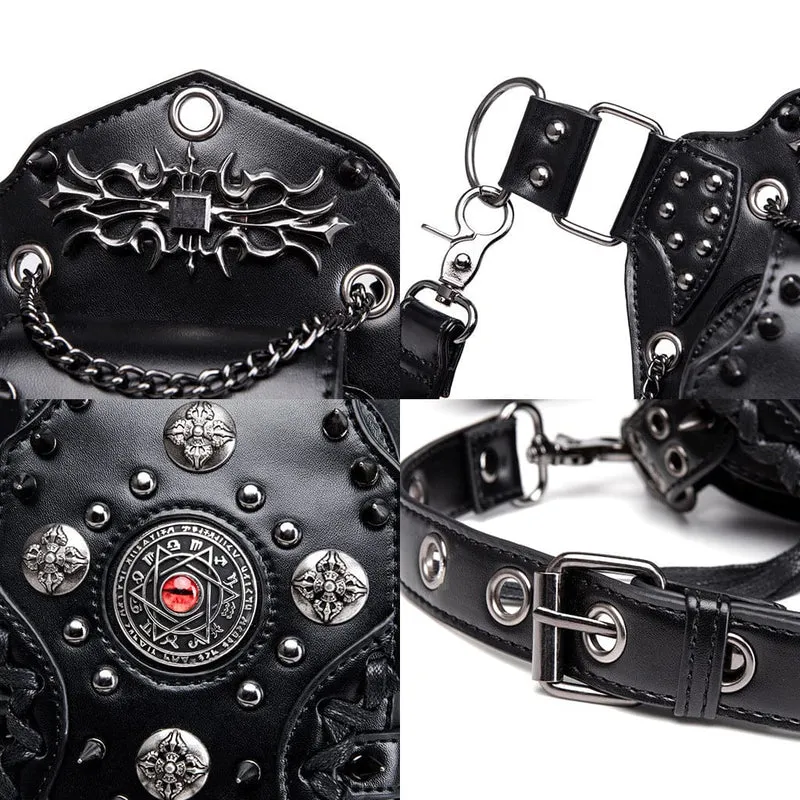 Unisex Punk Nietenbesetzte Teufelsaugen-Kettentasche