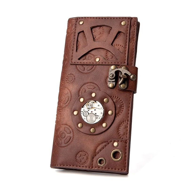 Geldbörse für Damen mit Steampunk-Zahnradprägung