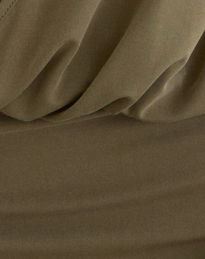 Narina Minikleid aus Cupro in Olivgrün